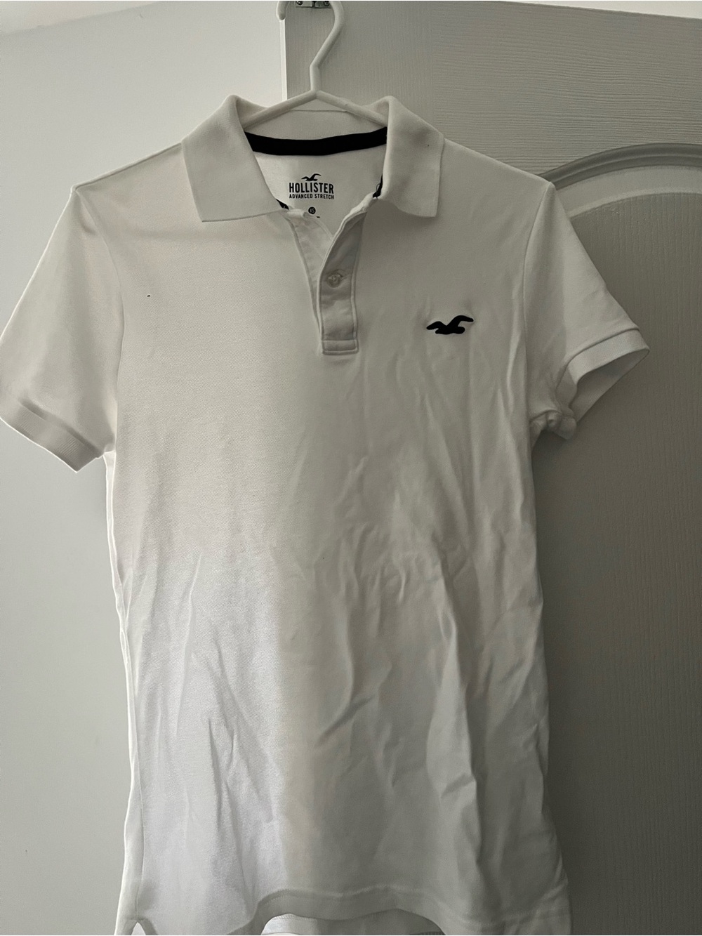 Hollister White Polo with Navy Logo